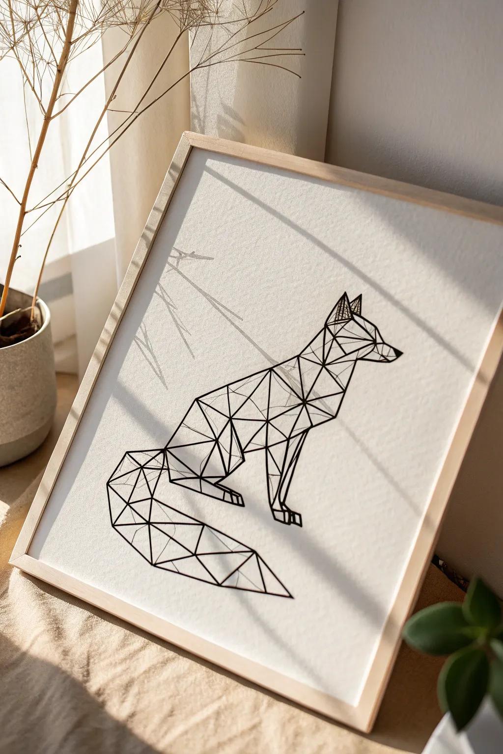 Embrace the harmony of nature and geometry with this elegant fox design, where simplicity meets intricate craftsmanship.