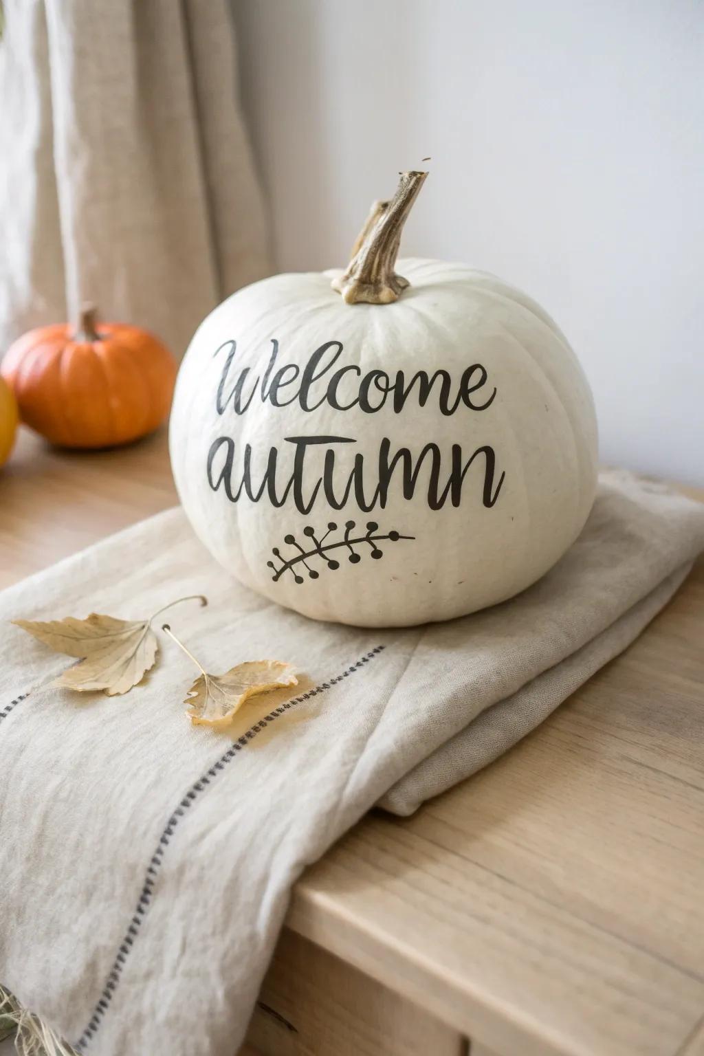 Welcome Autumn: Add a personal touch to your fall decor with hand-lettered pumpkins.