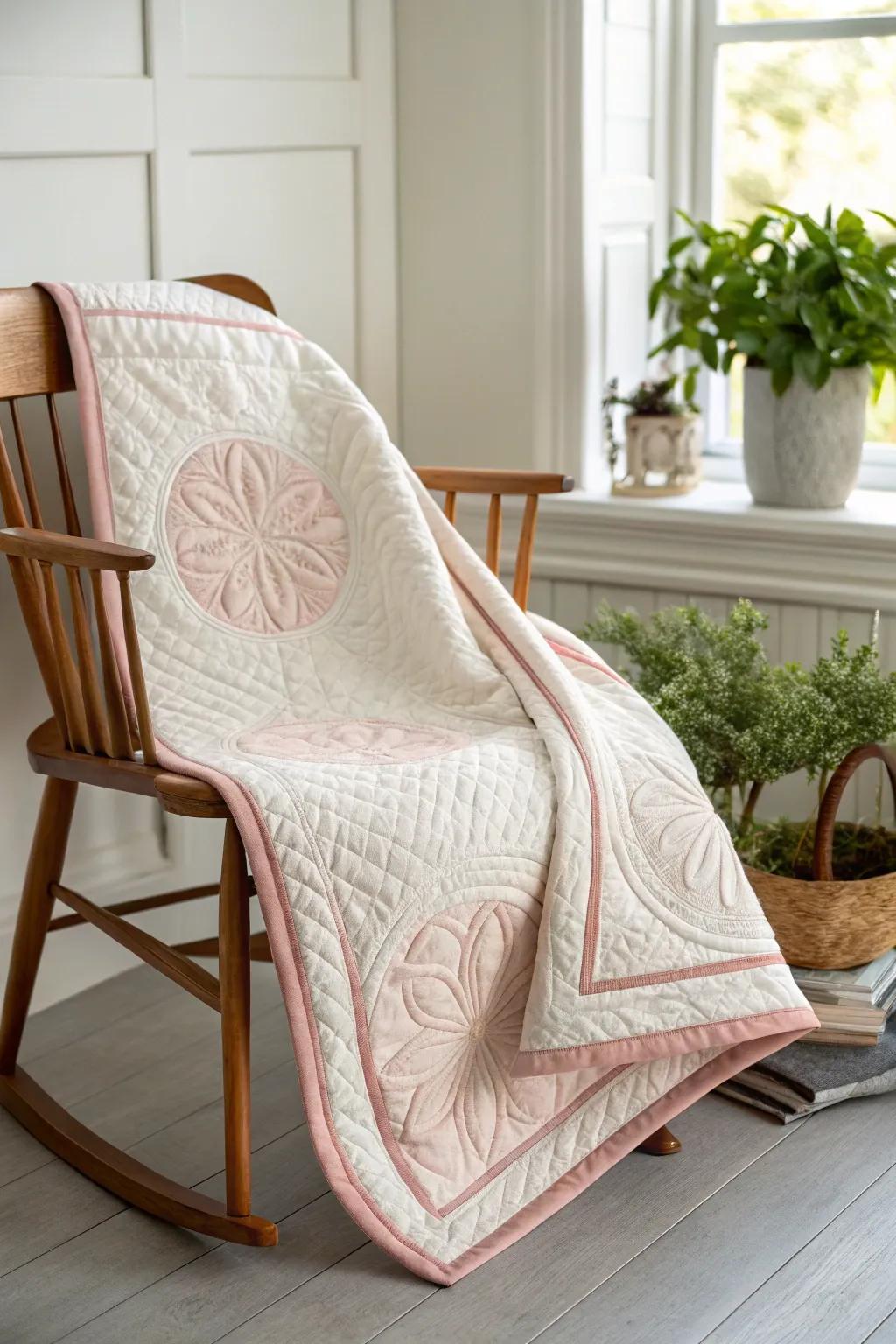 Elevate your quilt with minimalist solid borders that frame your design in serene simplicity.