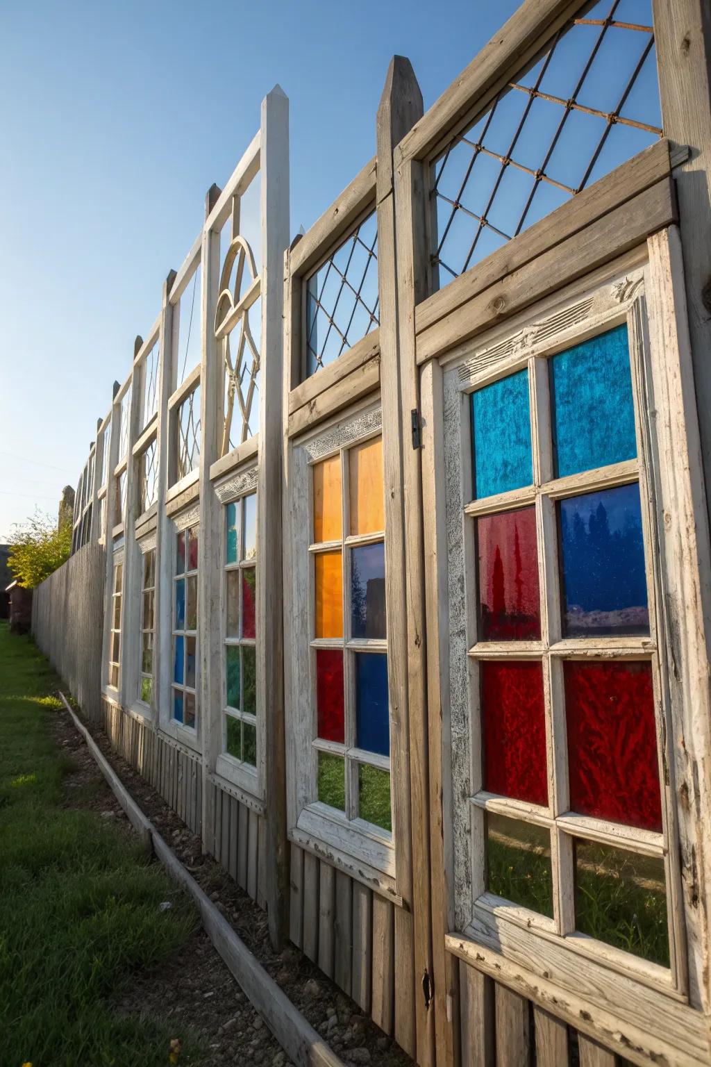 Transform your space with nostalgic window frame fences that blend rustic charm and vibrant artistry.