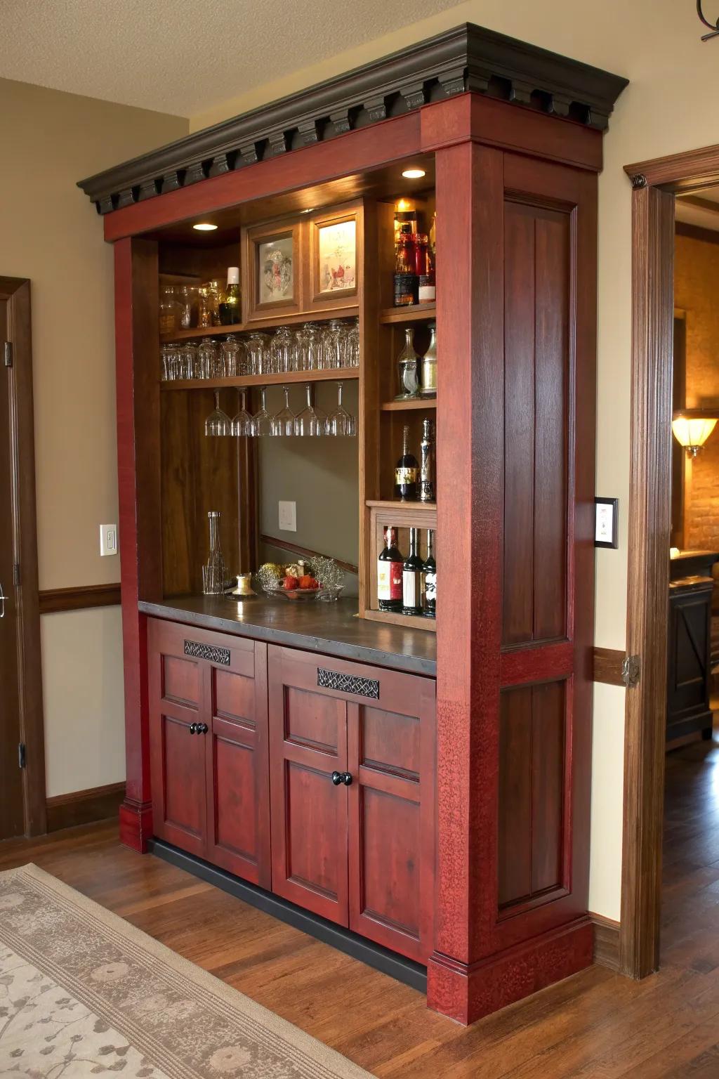 Elevate your home with a one-of-a-kind bar made from an old door, where craftsmanship meets creativity.