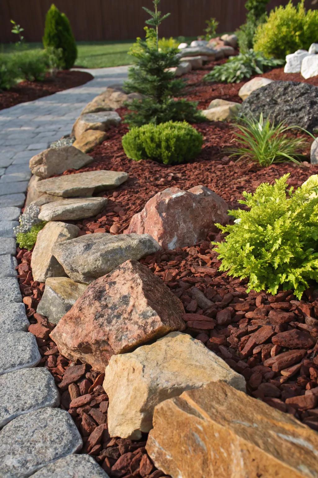 Elevate your landscape with the rugged beauty of rock mulch—style meets function.
