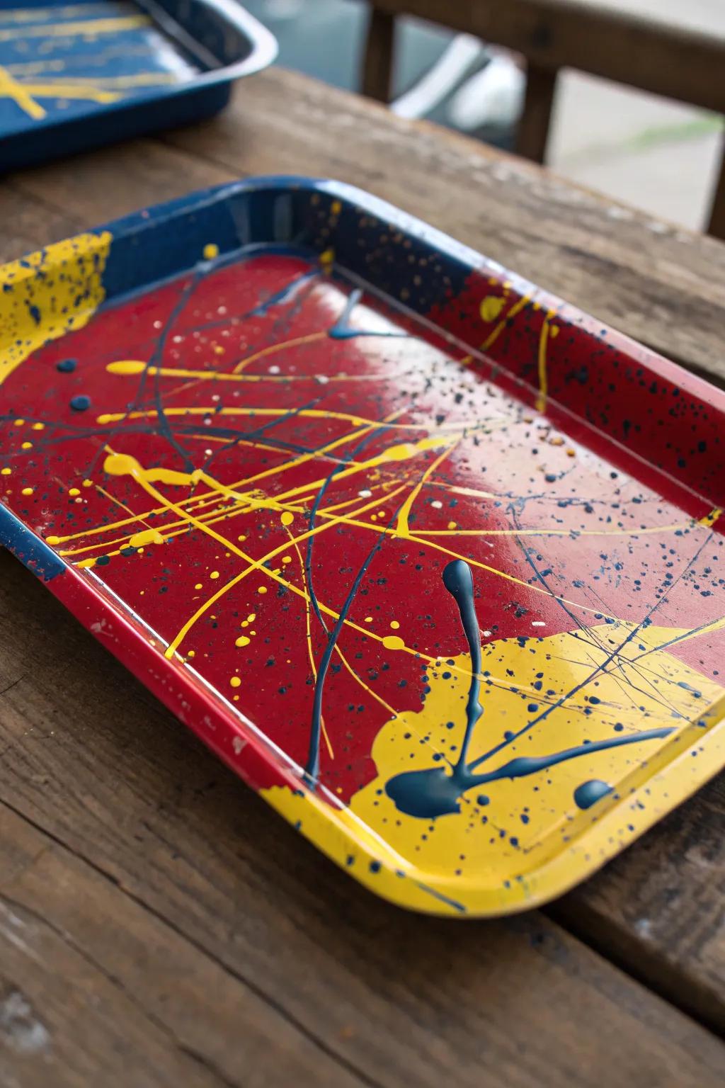 Elevate your style with a handcrafted abstract art rolling tray—where bold colors meet creative craftsmanship.
