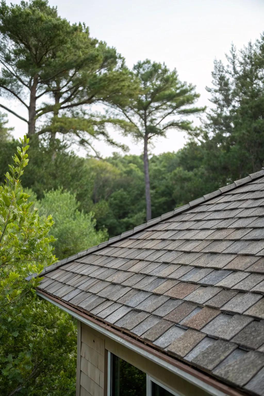 Synthetic shakes provide rustic charm and durability.