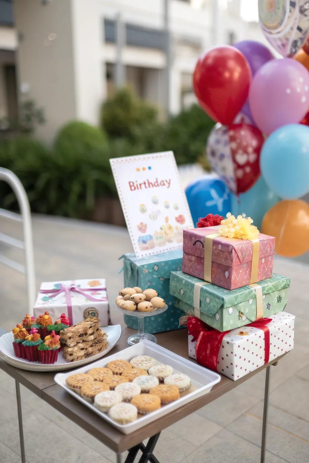 A gift station offers a delightful focus point for the celebration.
