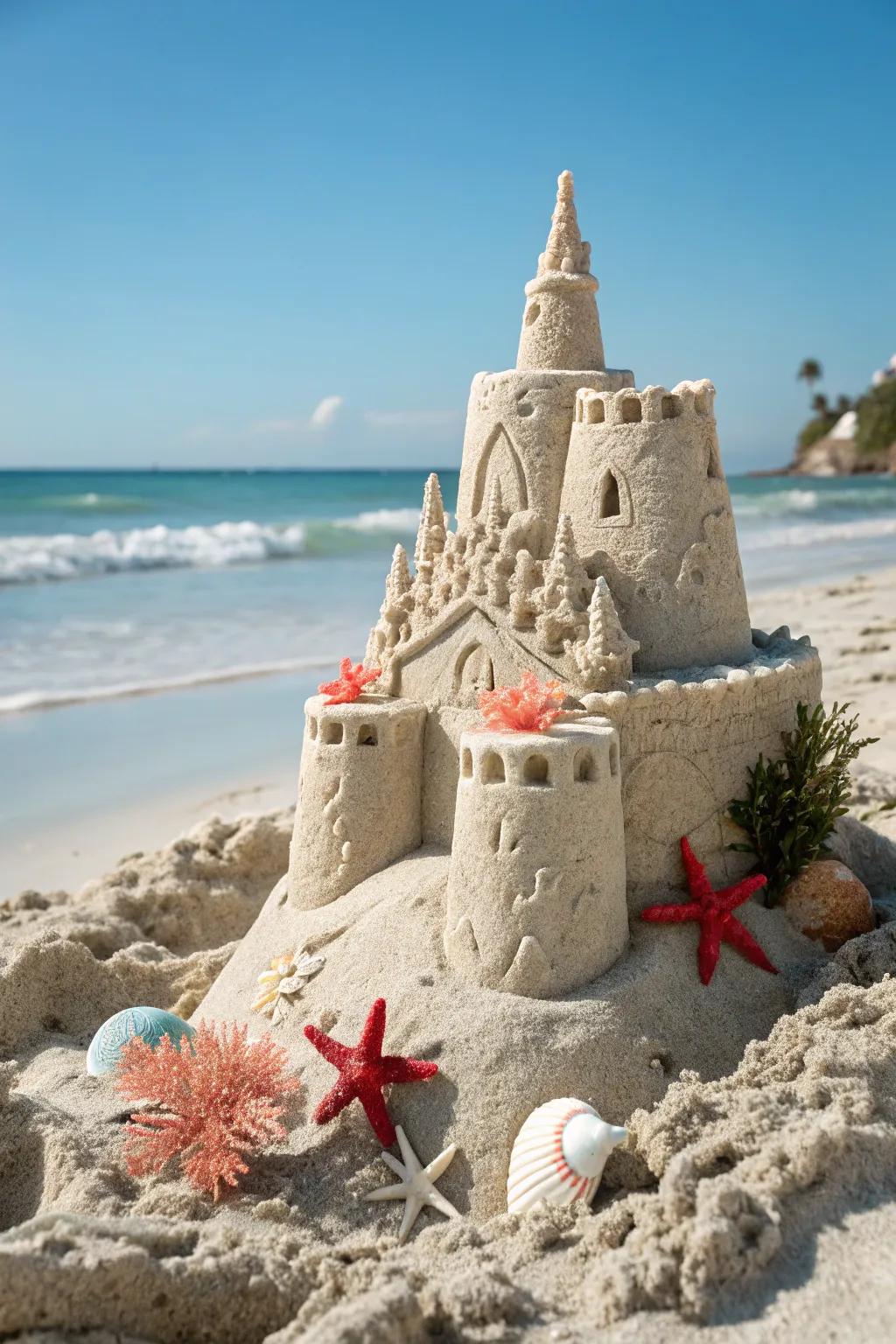 Dive into a mesmerizing underwater kingdom with this stunning sandcastle creation. 🌊✨ #SandcastleArt #ScandinavianDesign #BeachCraft