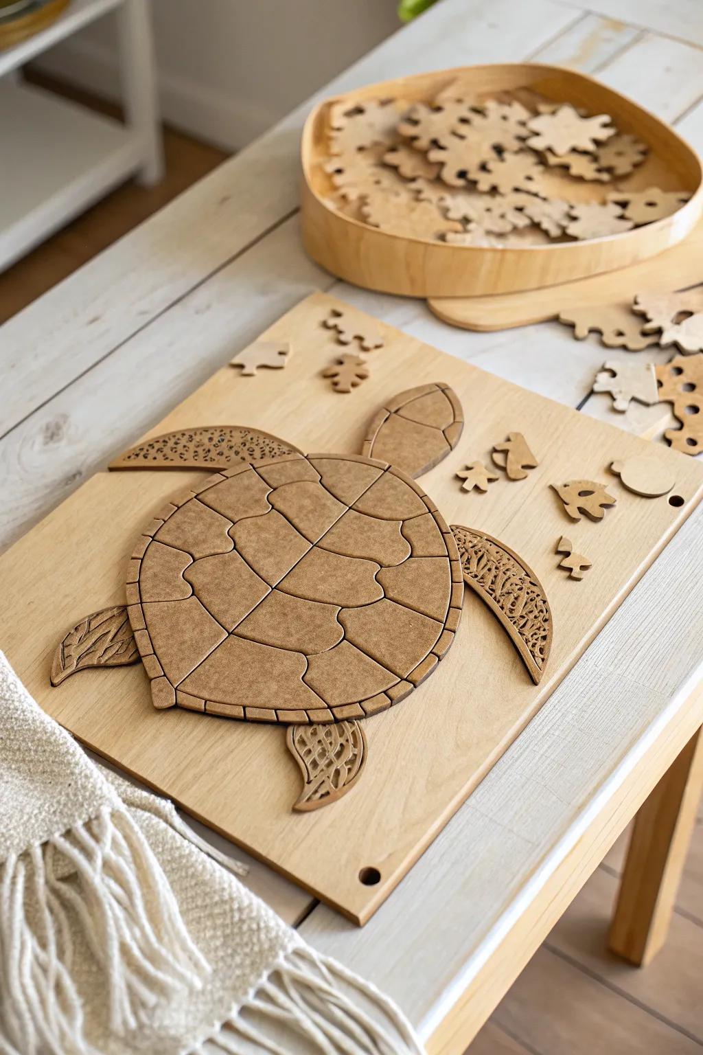 Dive into creativity with this charming cardboard sea turtle puzzle—where patience meets problem-solving.