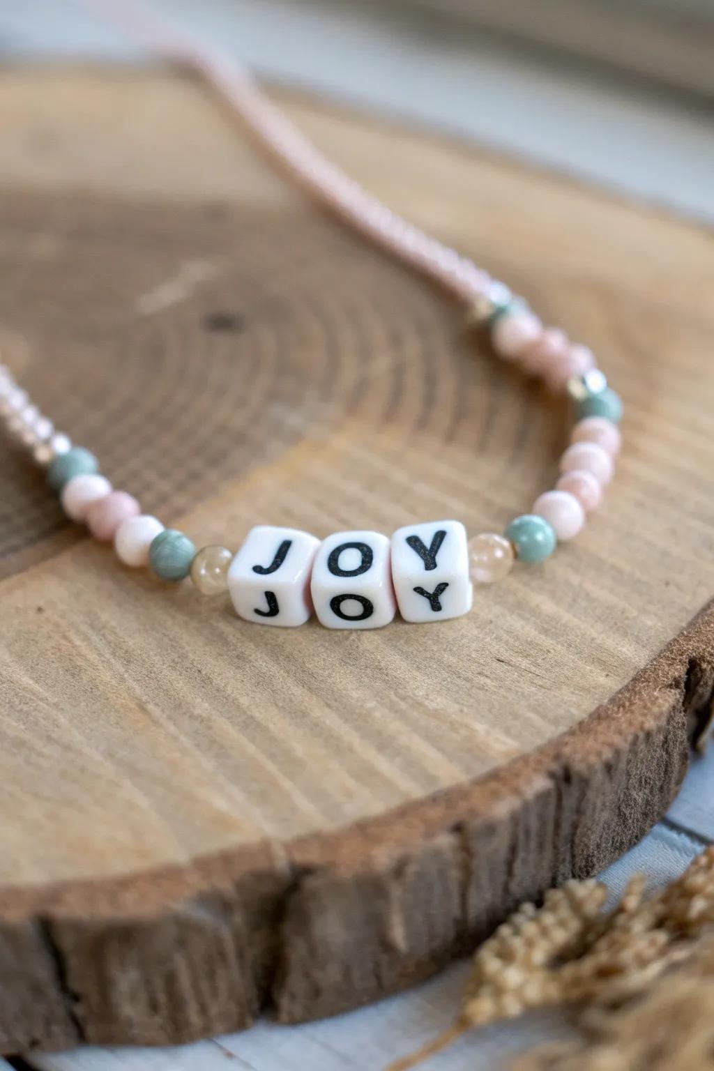 Wear your mantra: Let 'Joy' be your daily inspiration with this stunning minimalist seed bead necklace.