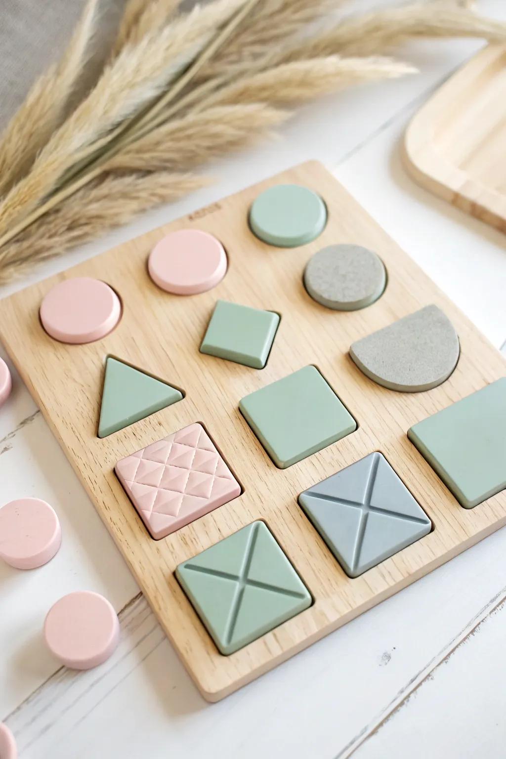 Explore creativity through shapes — a minimalist sensory board for young minds.