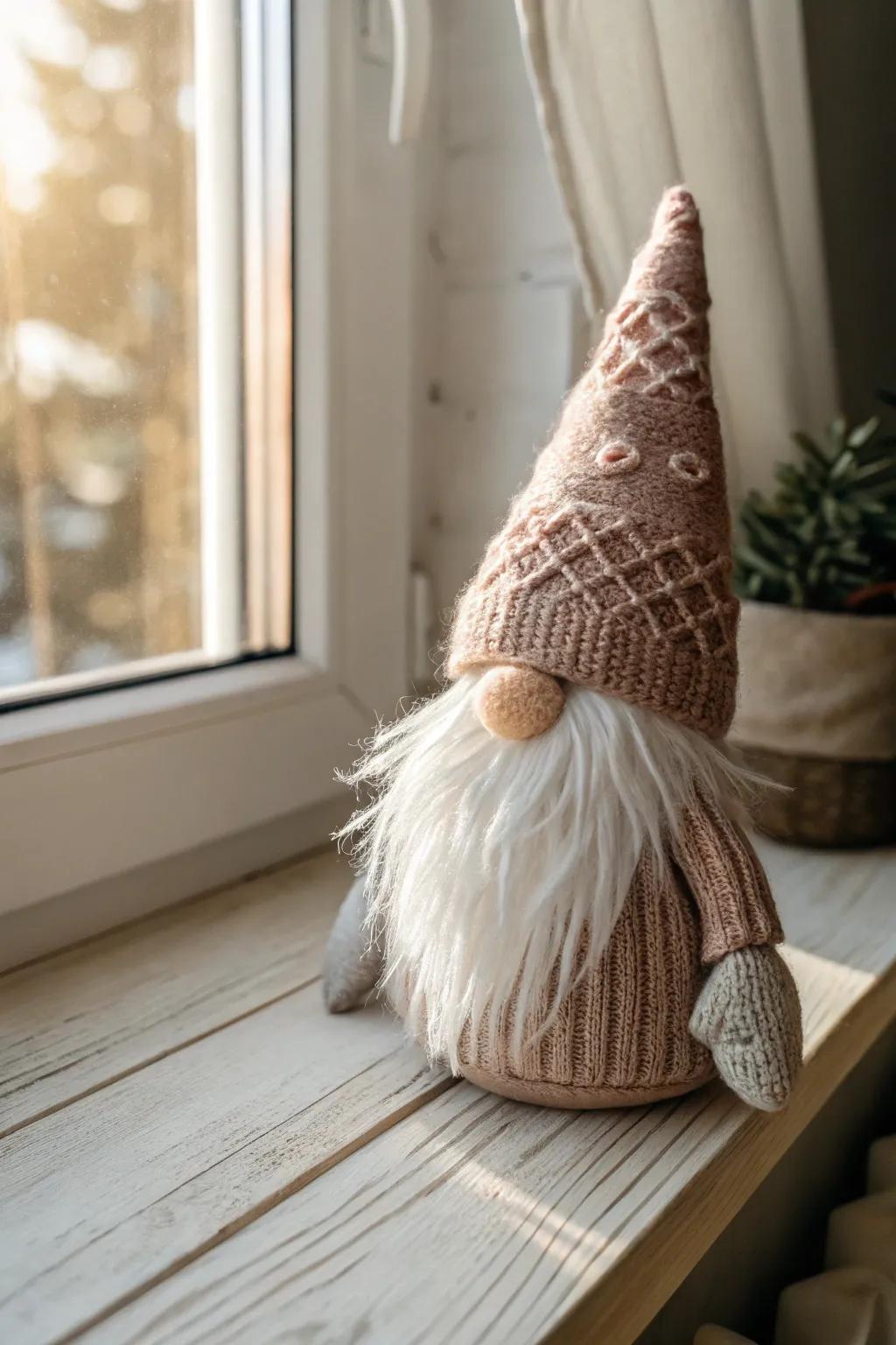 Add a whimsical touch to your holiday decor with this charming handmade gnome.