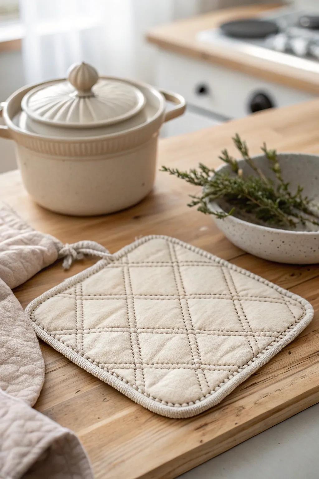 Handcrafted Elegance: Minimalist Pot Holders Perfect for Your Kitchen.