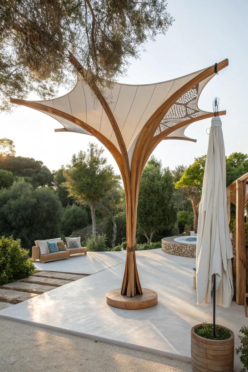 Transform your outdoor space with a shade sail post that's a masterpiece in itself.