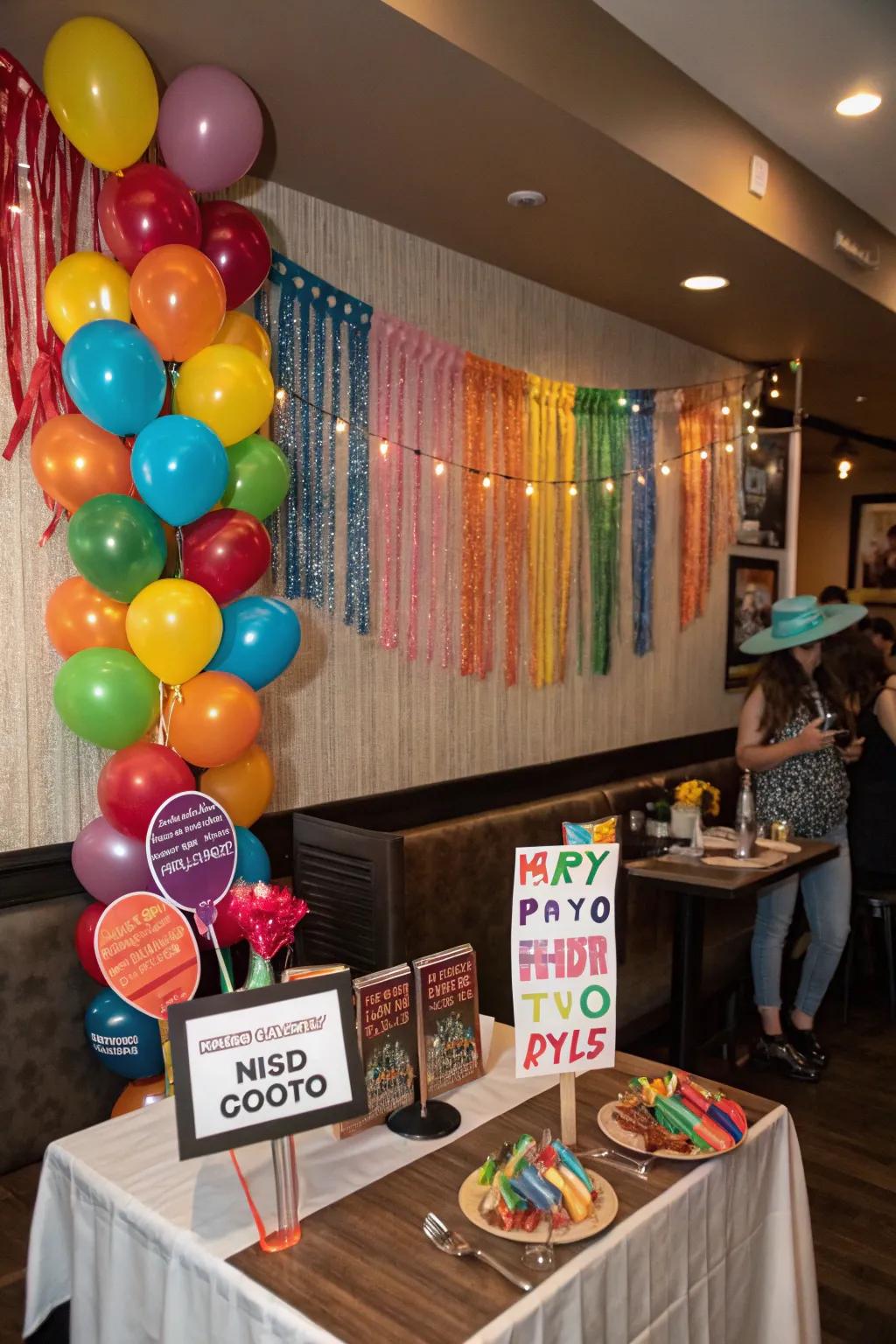 A DIY photo booth invites guests to capture fun moments.