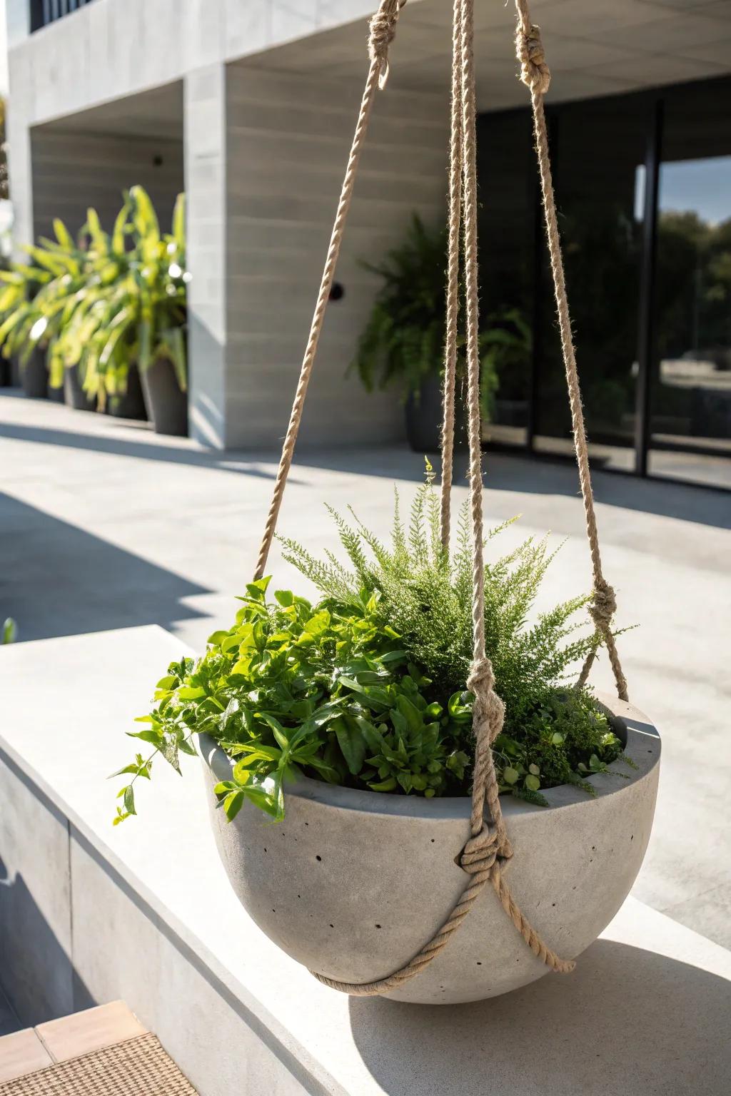 Elevate your patio style with bold and beautiful hanging planters.