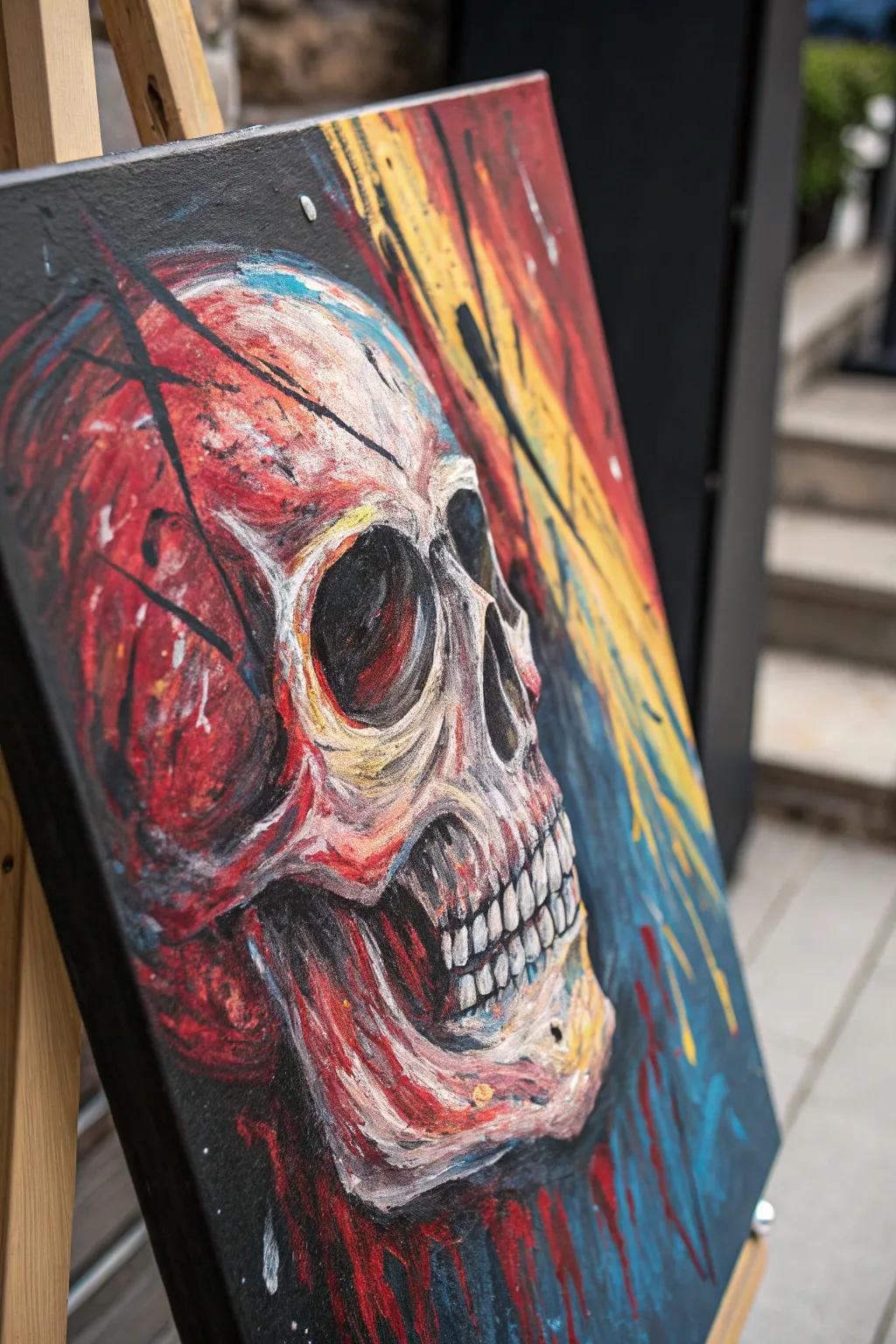 Unleash your creativity with bold abstract skull art that speaks volumes.