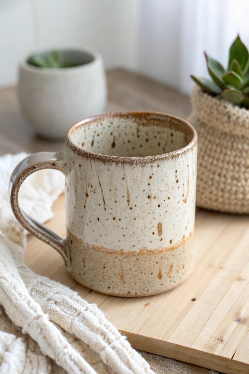 Discover the artistry of speckled glaze – where rustic meets elegance in every handcrafted mug.
