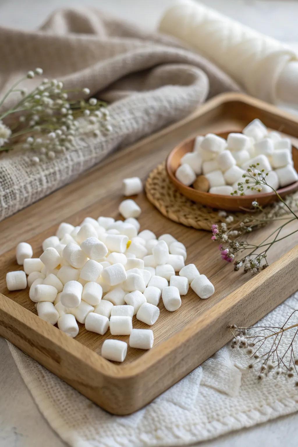 Whimsical Charm: Add a playful touch to your s'mores tray with a scattering of mini marshmallows, perfect for delighting kids and adults alike!