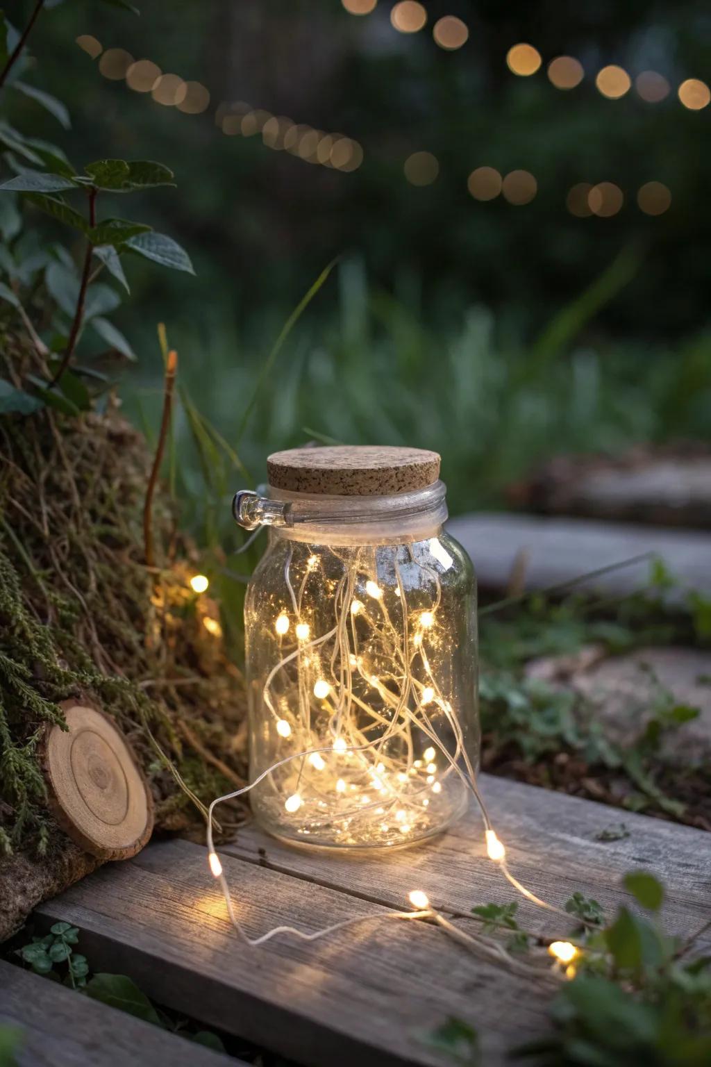 Enchant your garden with the whimsical glow of solar firefly jars.