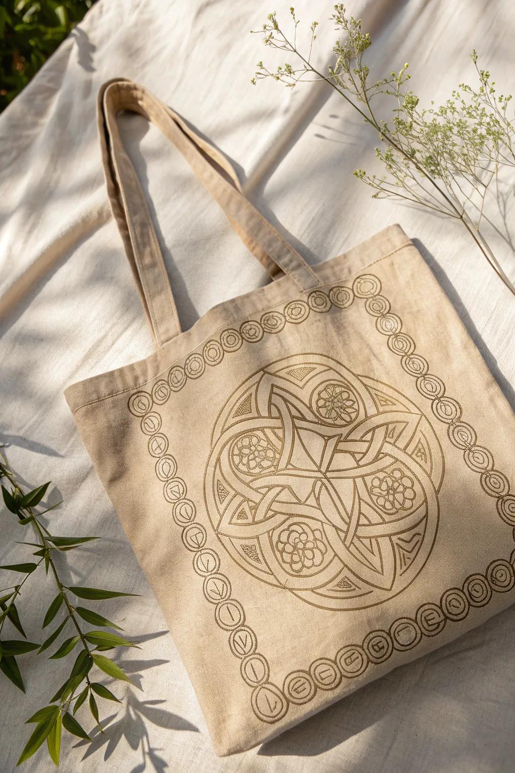 Embrace eco-friendly elegance with this Celtic-designed tote, perfect for a sustainable St. Patrick's Day gift!
