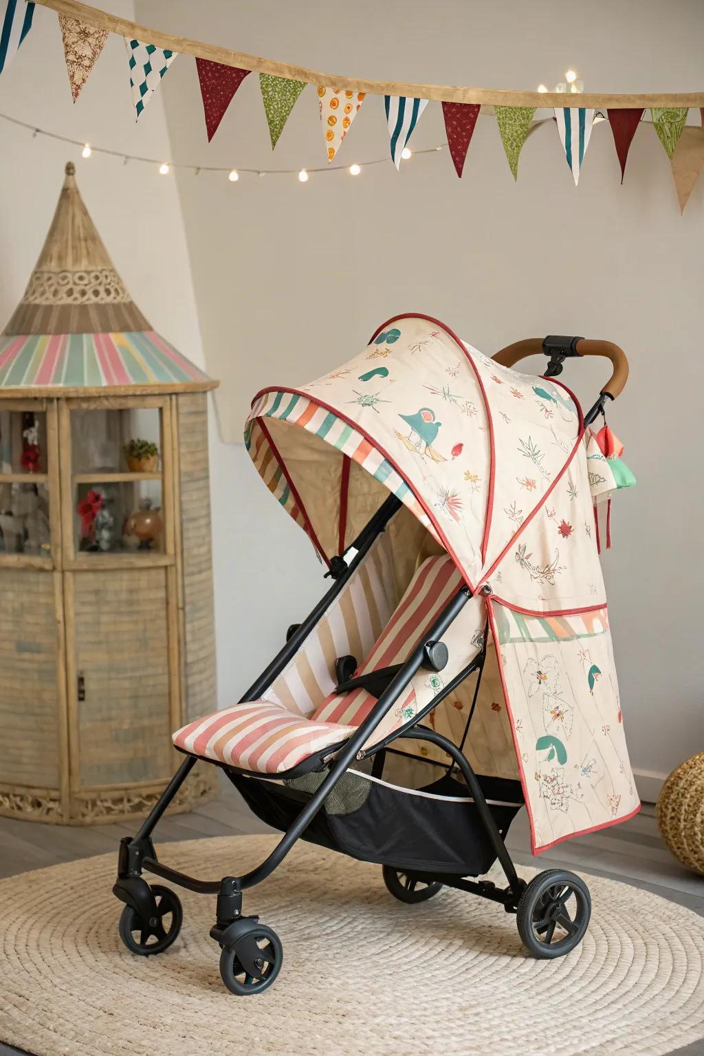 Step into the whimsical world of the Circus Tent Stroller – where simplicity meets playful elegance.