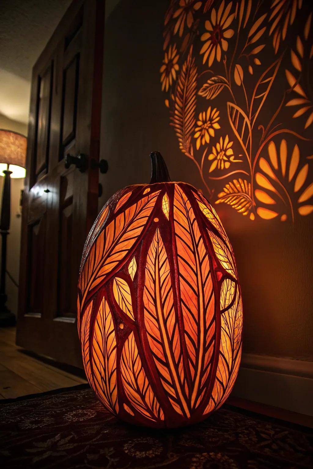 Illuminate your space with this masterfully crafted, glowing pumpkin centerpiece.