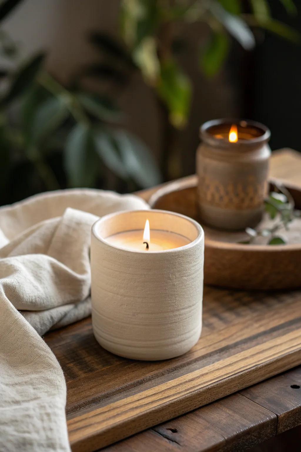 Illuminate your space with the elegance of handcrafted clay candle holders.