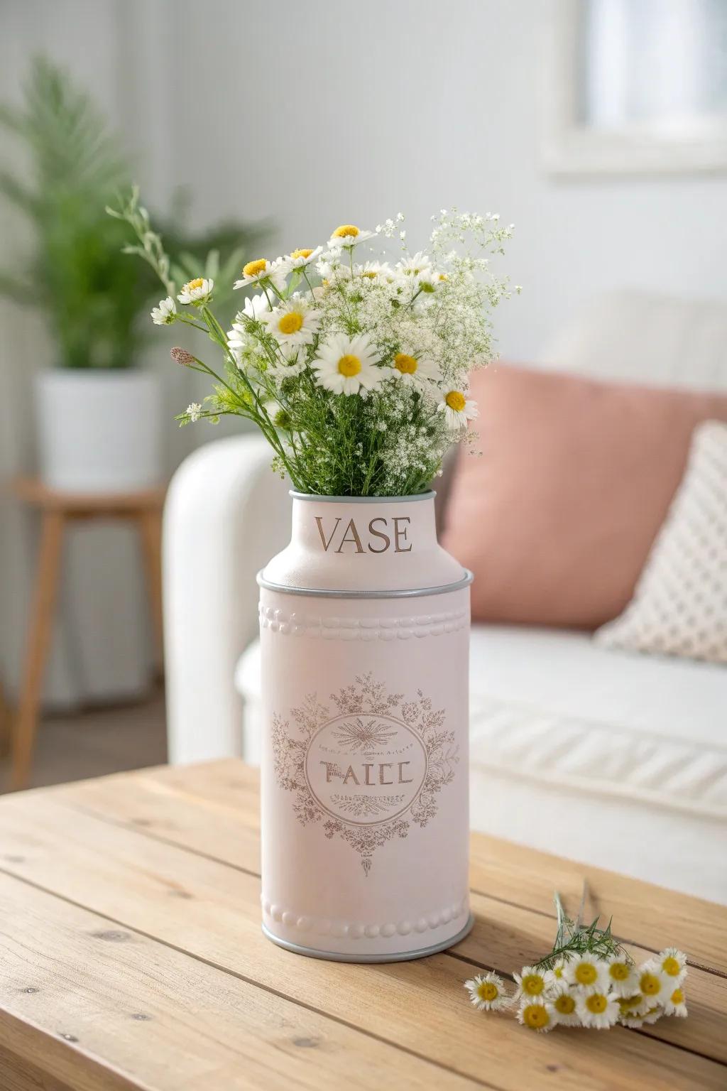 Transform your space with a touch of vintage charm: DIY tin can vases for your favorite blooms.