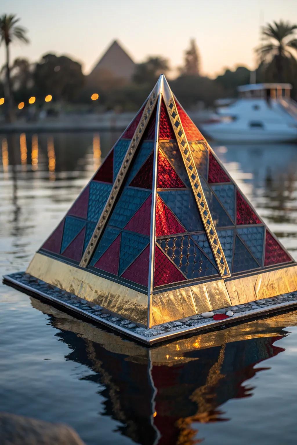 Harness the elegance of geometry with this striking pyramid tin foil boat — where style meets buoyancy.