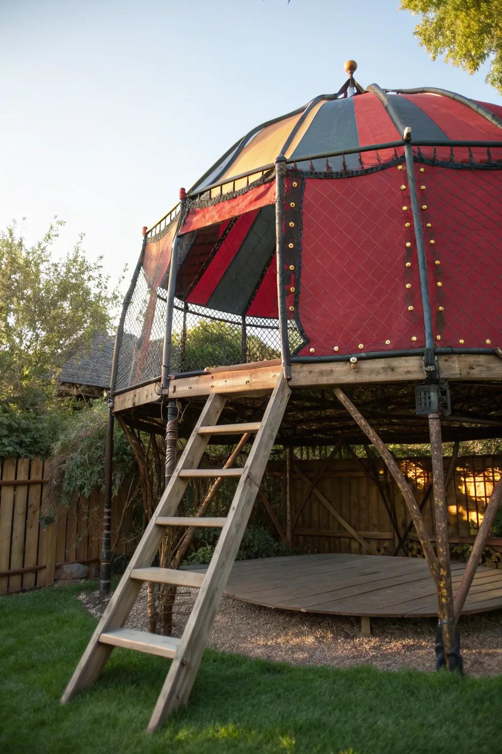 Transform playtime with a stunning trampoline fort that blends craftsmanship and creativity!