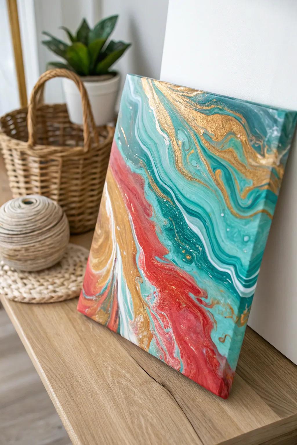 Dive into the mesmerizing world of pour painting and let your creativity flow. 🌊🎨 #FluidArt #MinimalistBoho