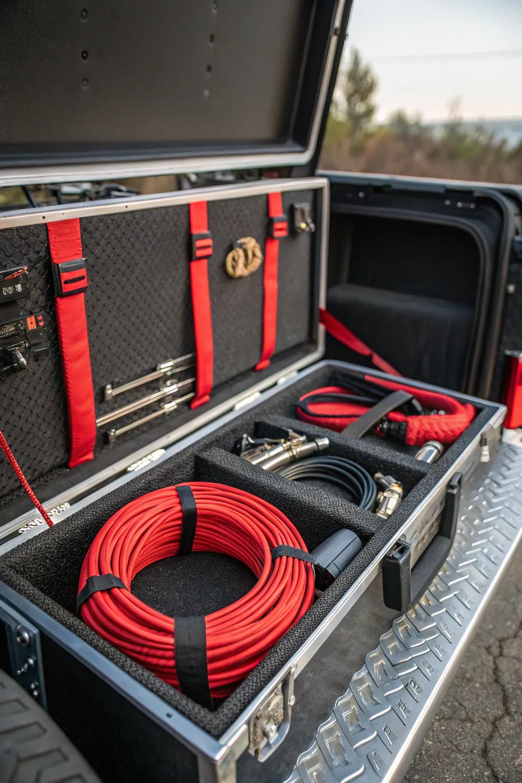 Tame the chaos: Velcro straps keep your toolbox cables in perfect order.