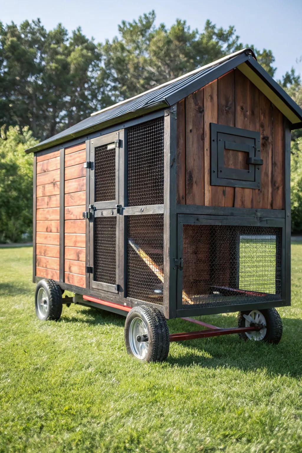 Effortlessly move your turkey coop with this stylish, handcrafted design.