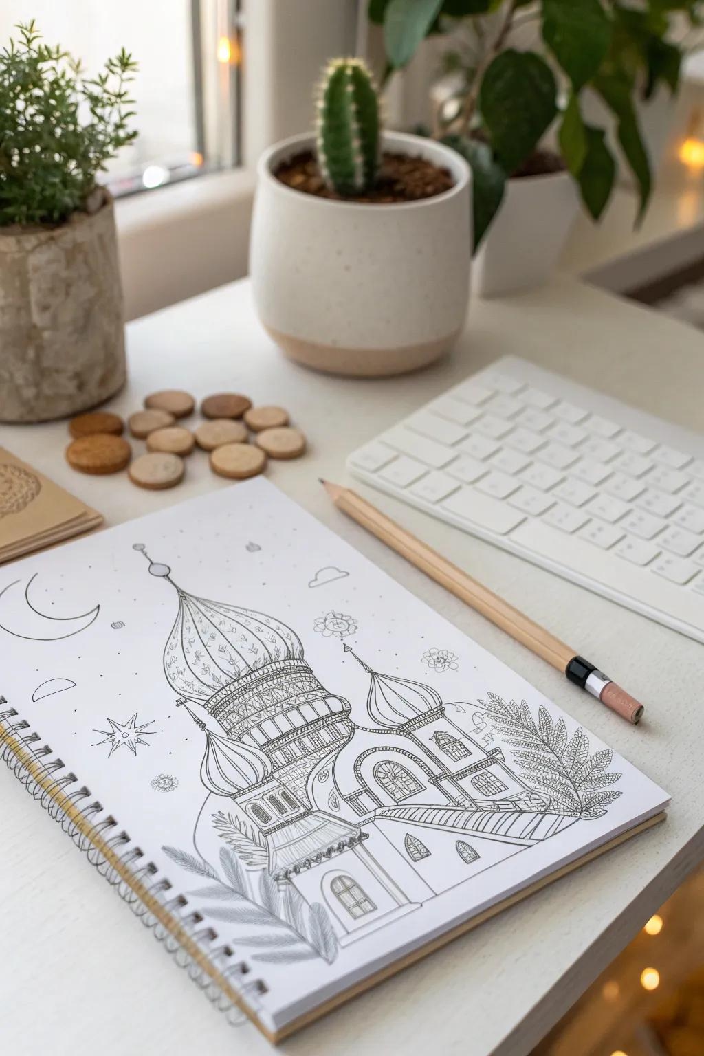 Unlock your creativity with an architectural sketch that blends fantasy and minimalism.
