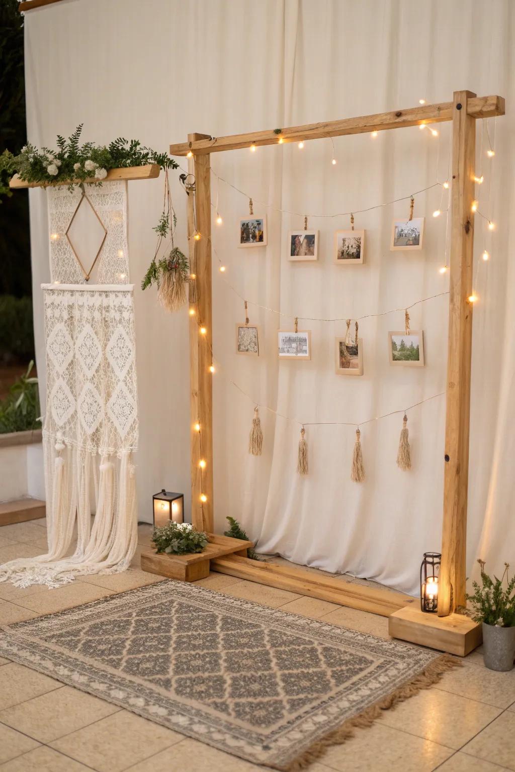 Capture your creativity and cherish the memories at our vision board party with this minimalist boho-inspired photo wall!