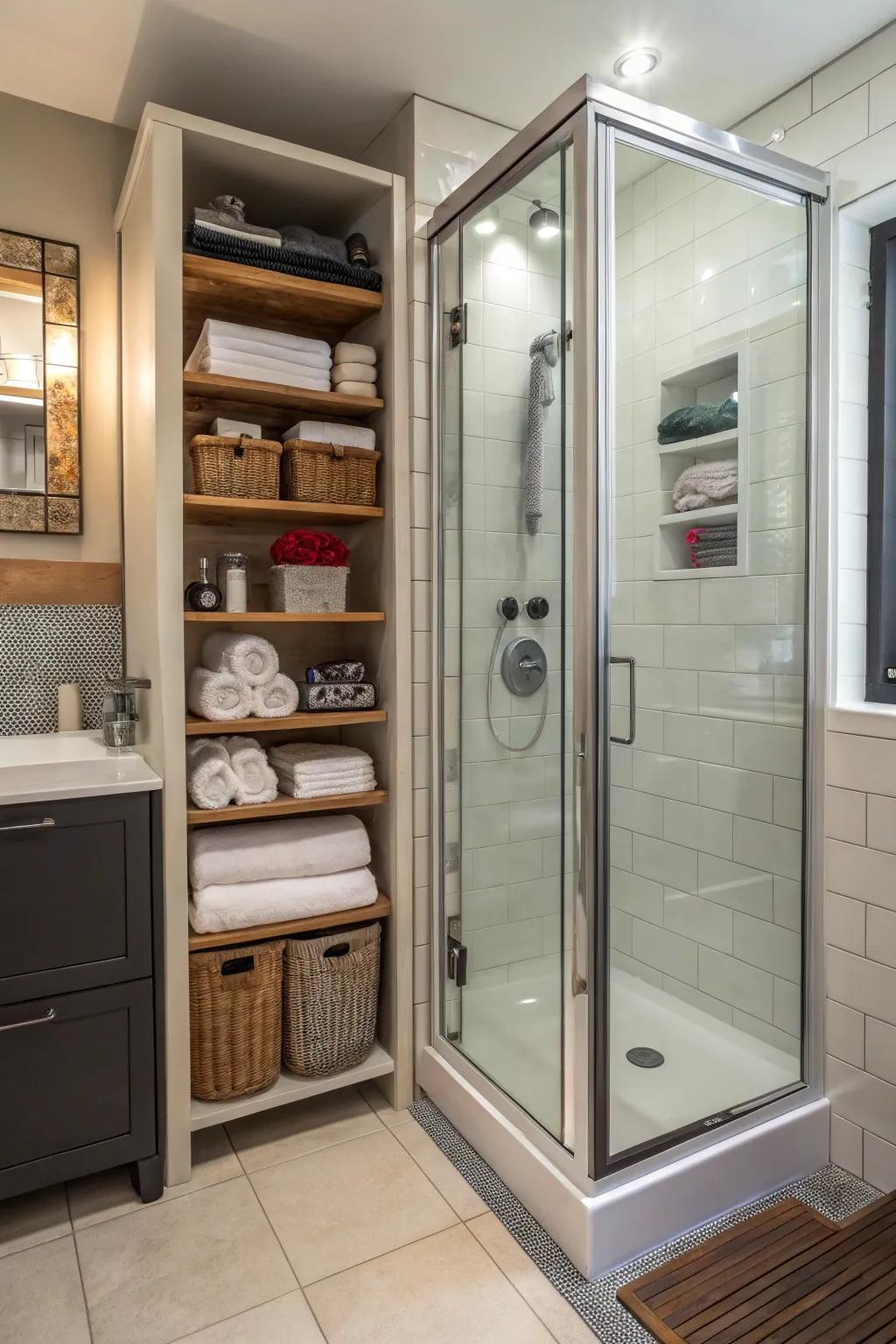 Smart space utilization makes even small steam showers feel spacious and inviting.