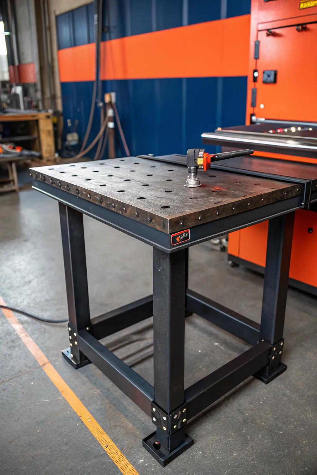 Elevate your craftsmanship with an adjustable height welding table, where comfort meets precision.