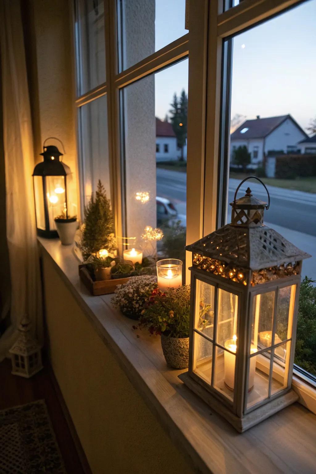 Make your home welcoming with lanterns that glow warmly from the windowsill.