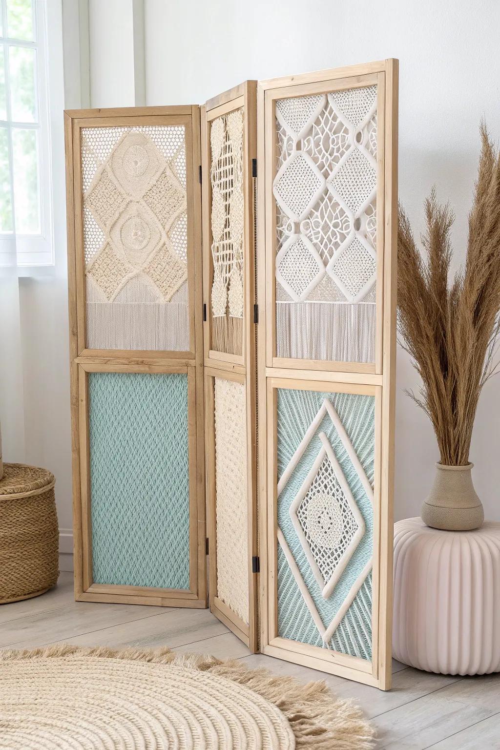 Elevate your space with layered window screen art - where Scandinavian simplicity meets Boho charm.