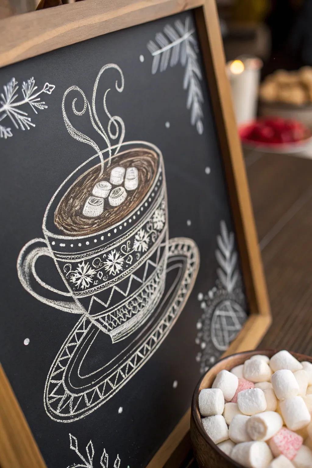 Warm up your winter days with a cozy hot cocoa corner, where simplicity meets craft elegance.