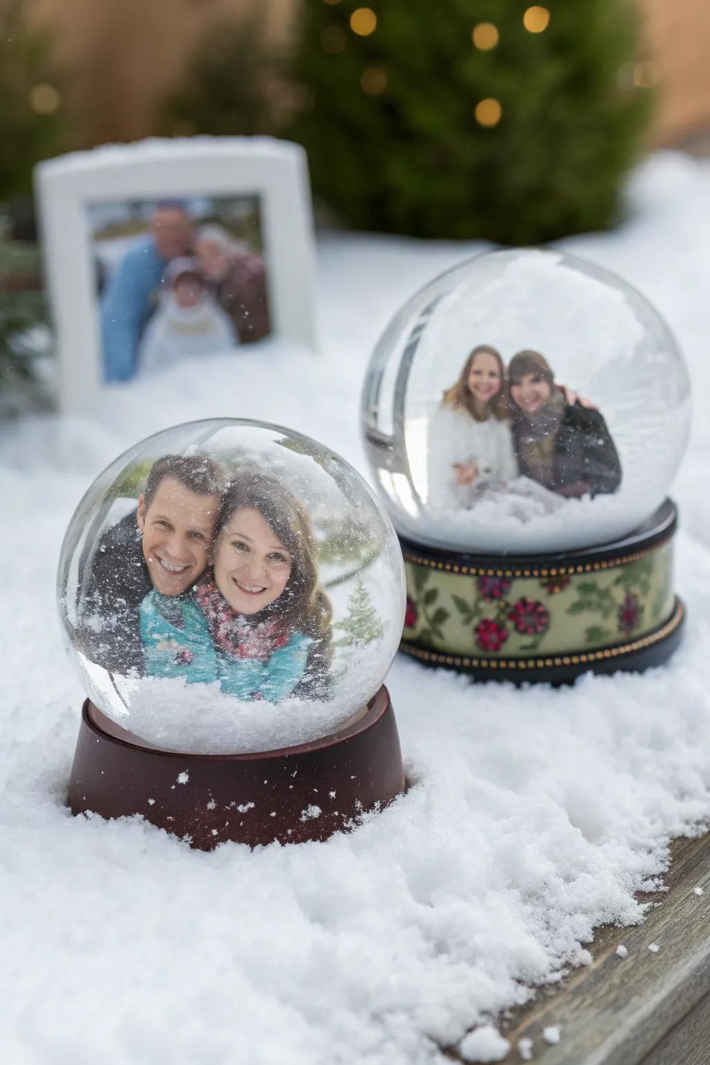 Create heartfelt decor with personalized snow globes.