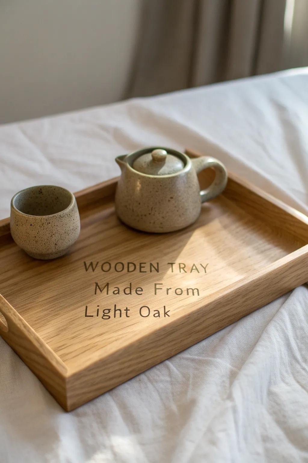 Elevate your tea time with a personalized wooden tray, where minimalist elegance meets cozy charm.