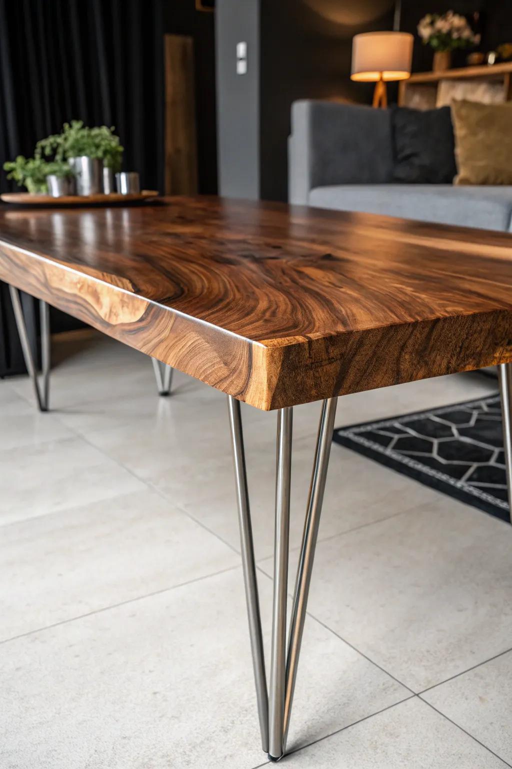 Elegance in Simplicity: Discover the art of minimalist metal legs that elevate the beauty of natural wood.