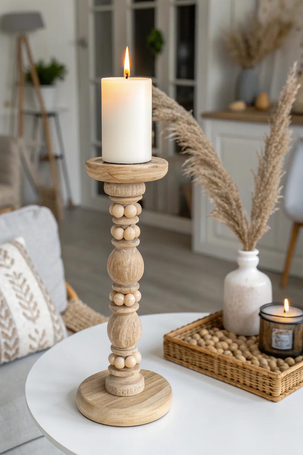 Illuminate your space with the simple elegance of beaded candle holders.