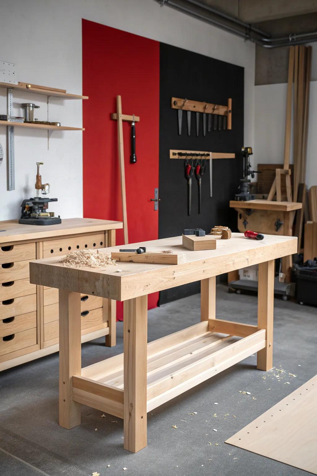 Embrace simplicity with this minimalist Scandinavian workbench, where craftsmanship meets functionality.