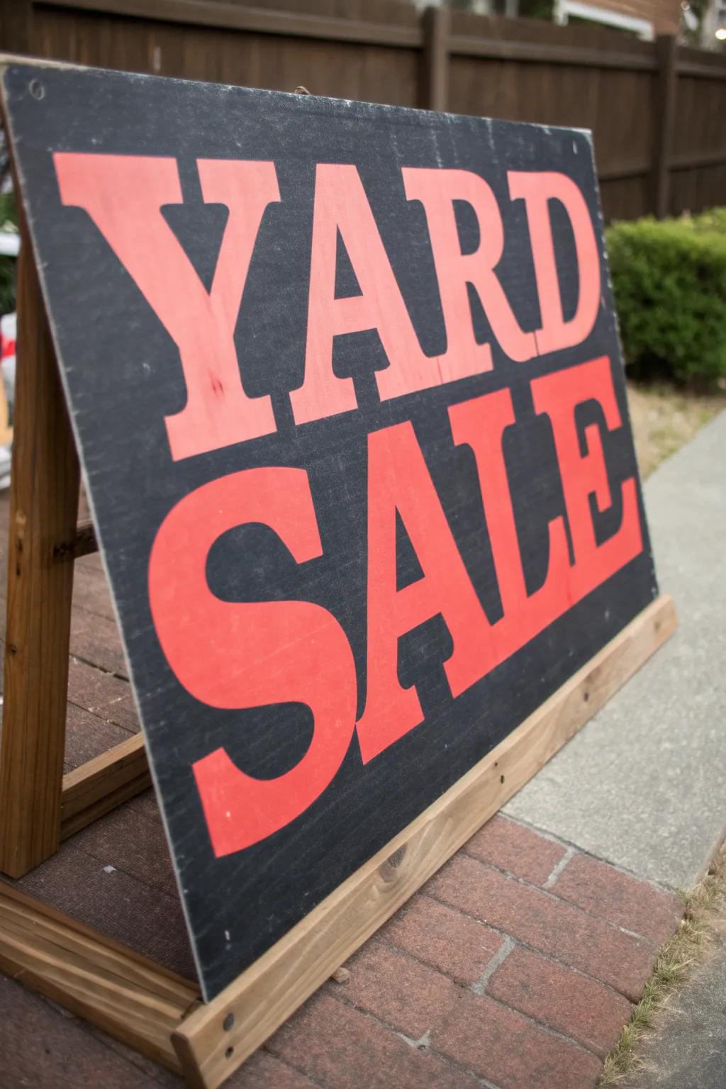 Make a statement with giant typography at your next yard sale!