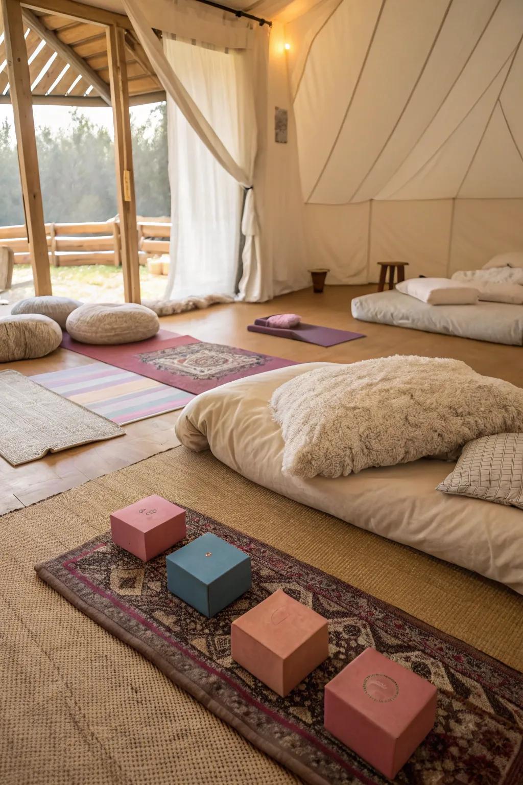 Cushions provide comfort and style to your meditation corner.