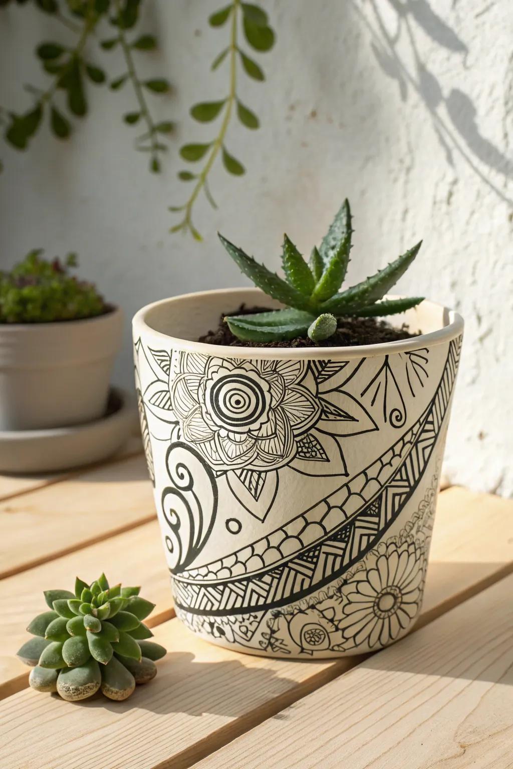 Transform your space into an artful oasis with Zentangle plant pots. 🌿✨