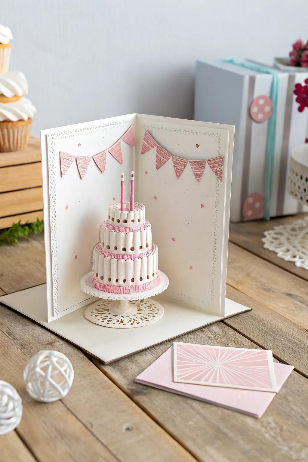 Celebrate with style: A beautifully crafted pop-up cake card for a memorable 19th birthday surprise.