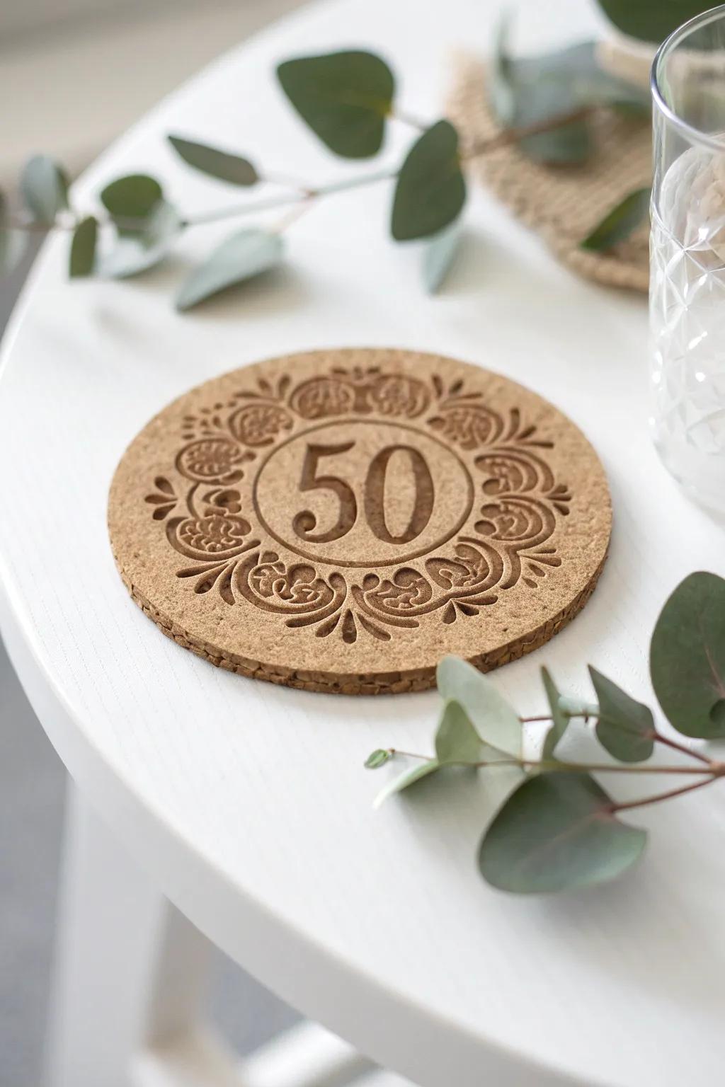 Celebrate in style with these bespoke 50th birthday coasters – a perfect blend of simplicity and charm.