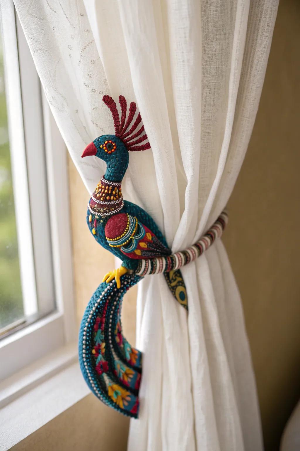 Elevate your living space with a touch of vibrant artistry: Alebrije Curtain Tie-Backs.